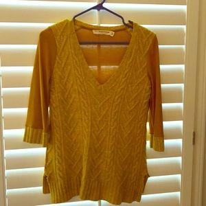 Mustard yellow wool/cotton sweater. Anthropologie.